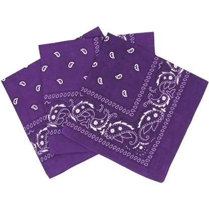 Dark Purple Paisley Cotton Bandana in 3 Pack - Aamera Fashion