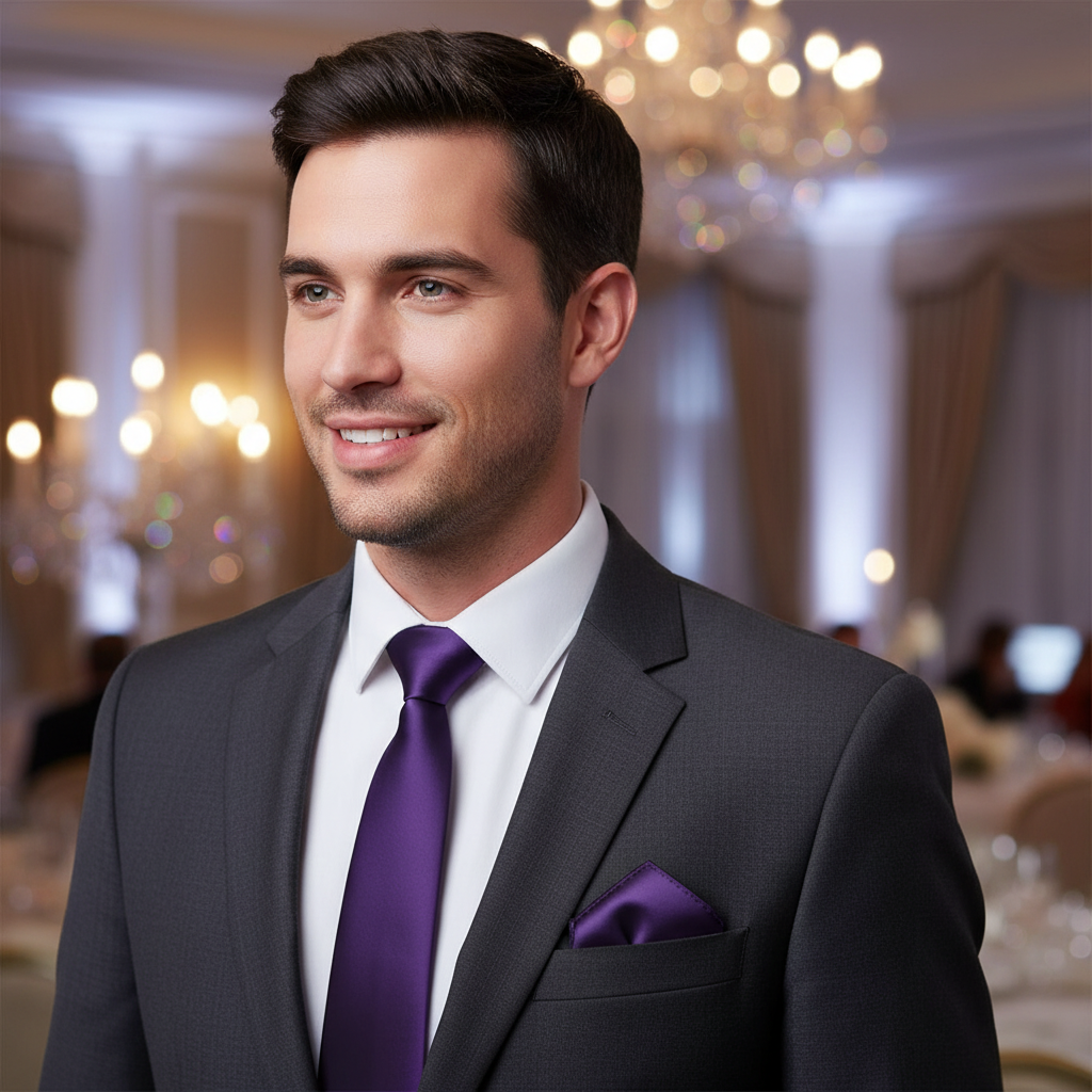 Dark Purple folding of pocket square