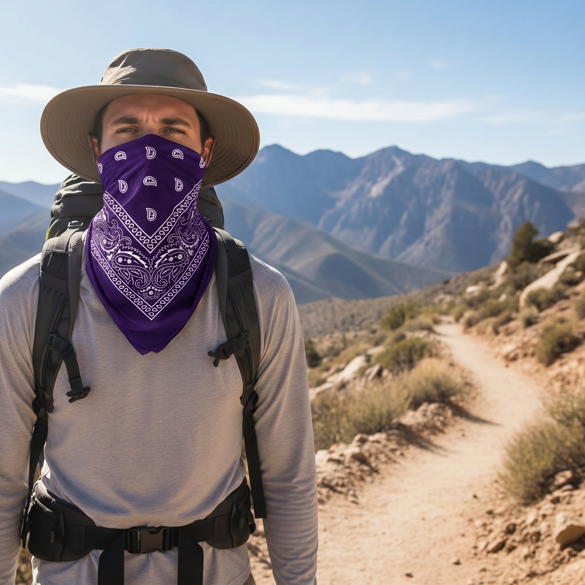 Dark Purple Paisley Cotton Bandana in 3 Pack