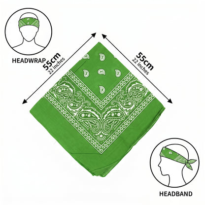 Green Paisley Polyester Bandana