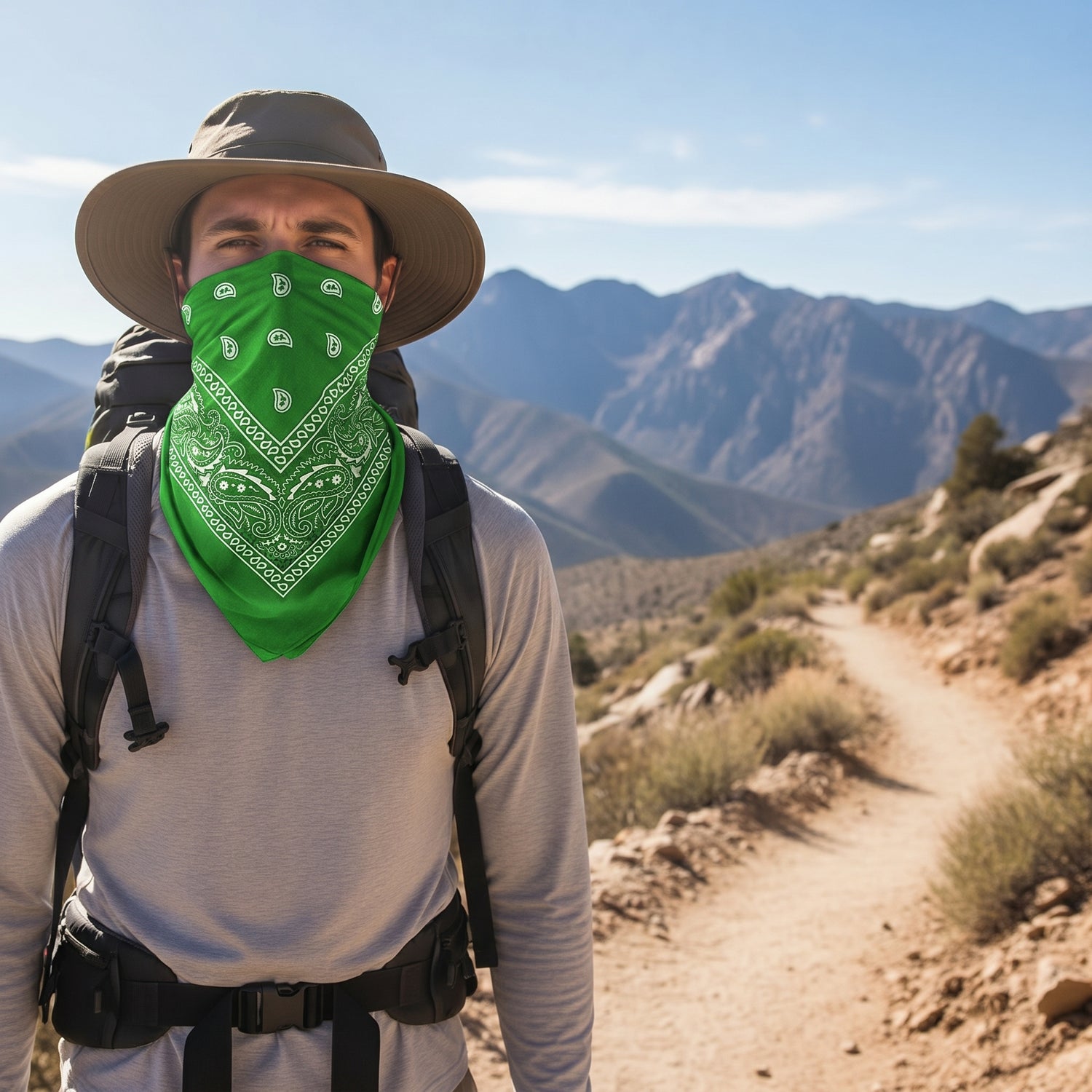 Green Paisley Polyester Bandana