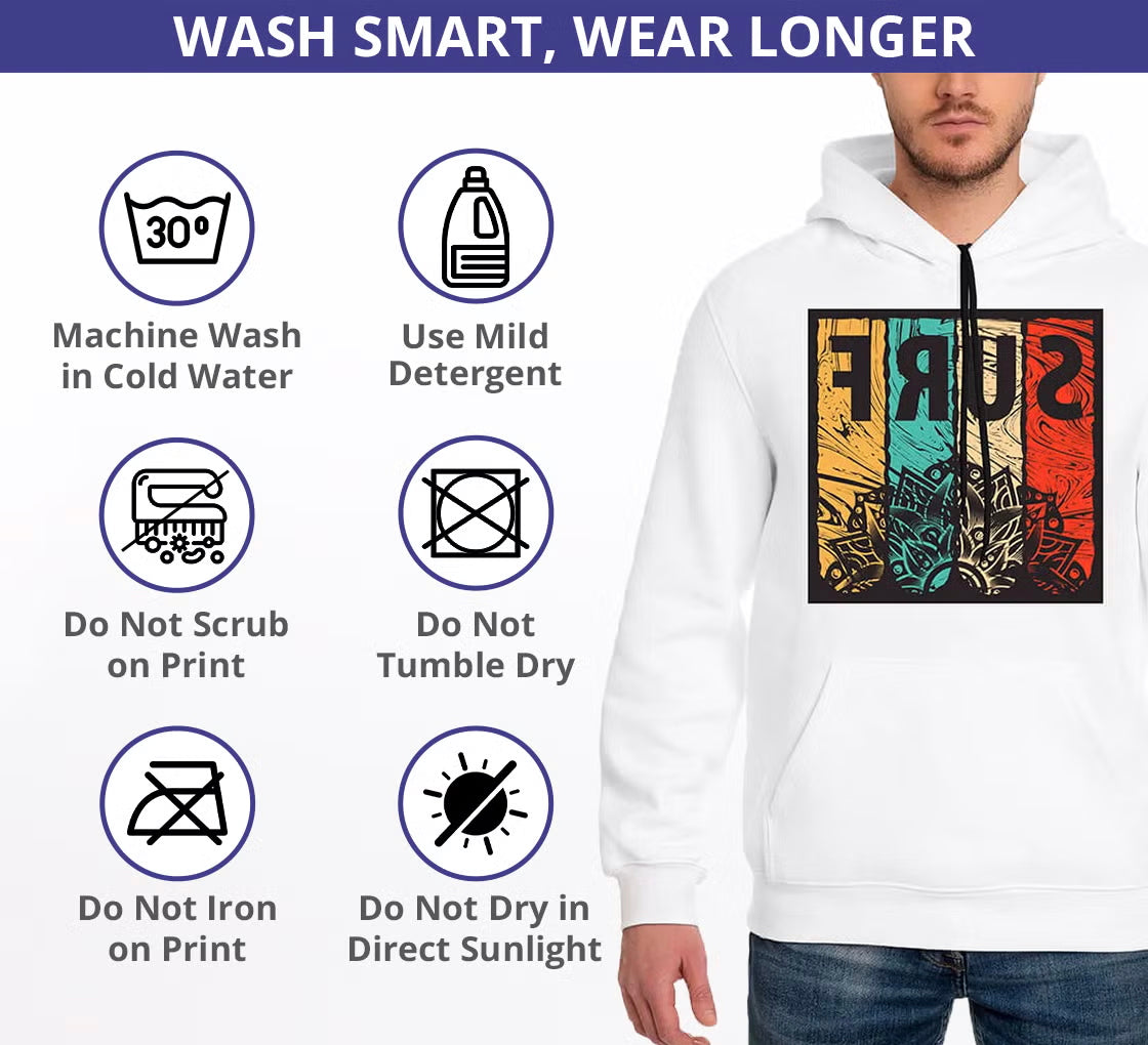 Mens White Relaxed Fit Hoodie Sweatshirt