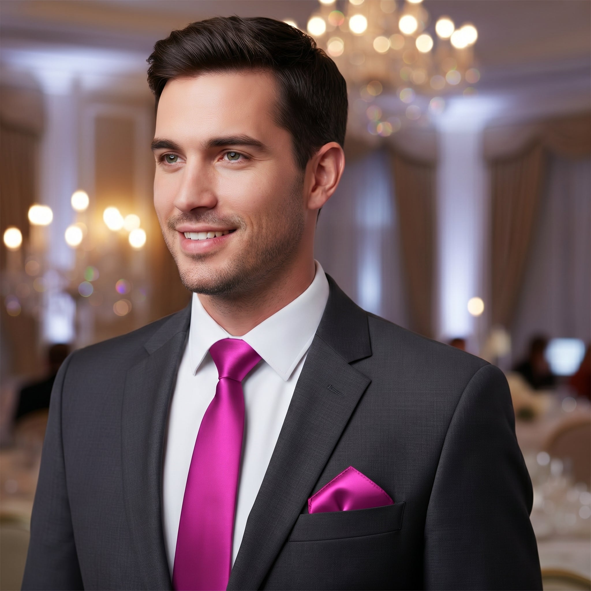 Hot Pink pocket squares for suits