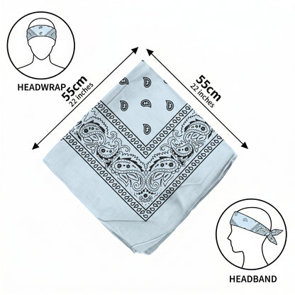 Light Blue Paisley Cotton Bandana
