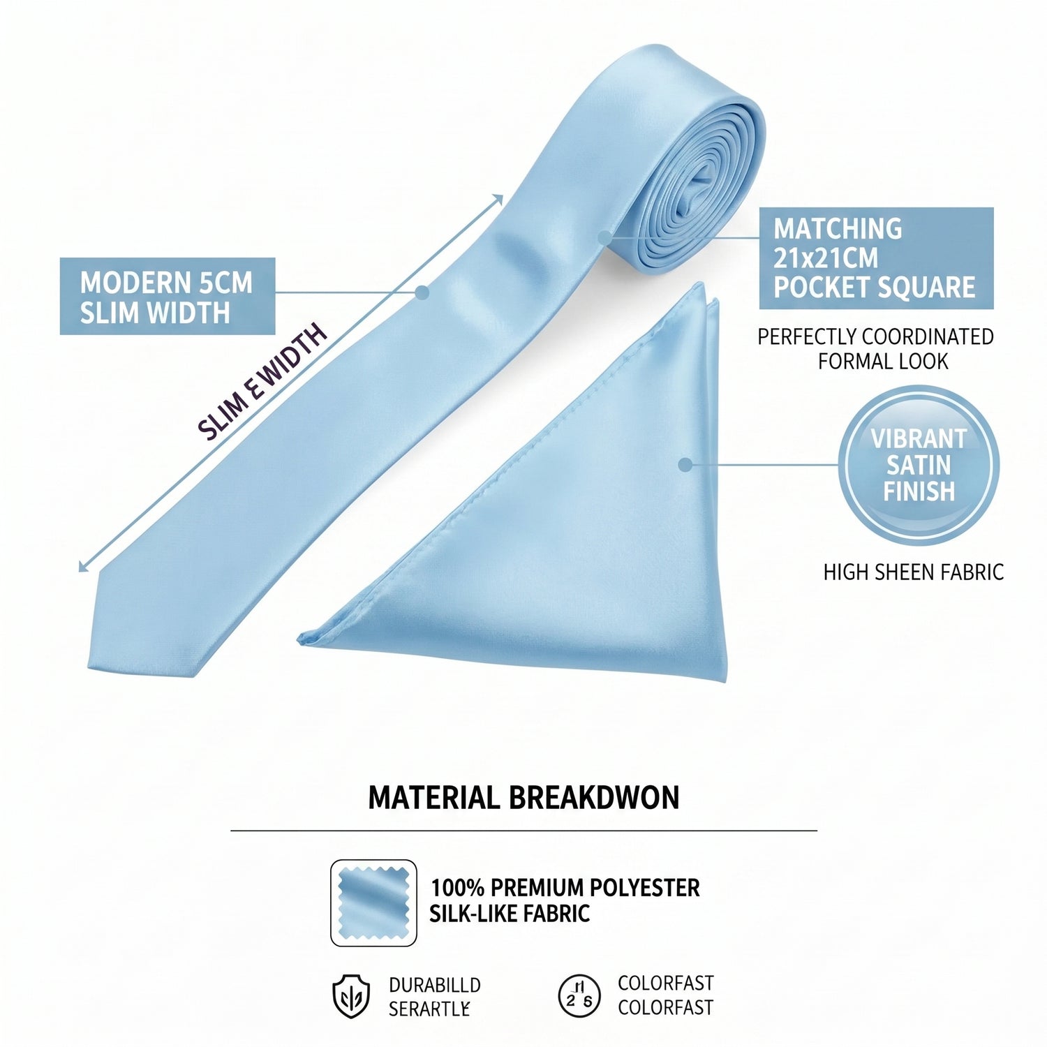 Light Blue folding of pocket square