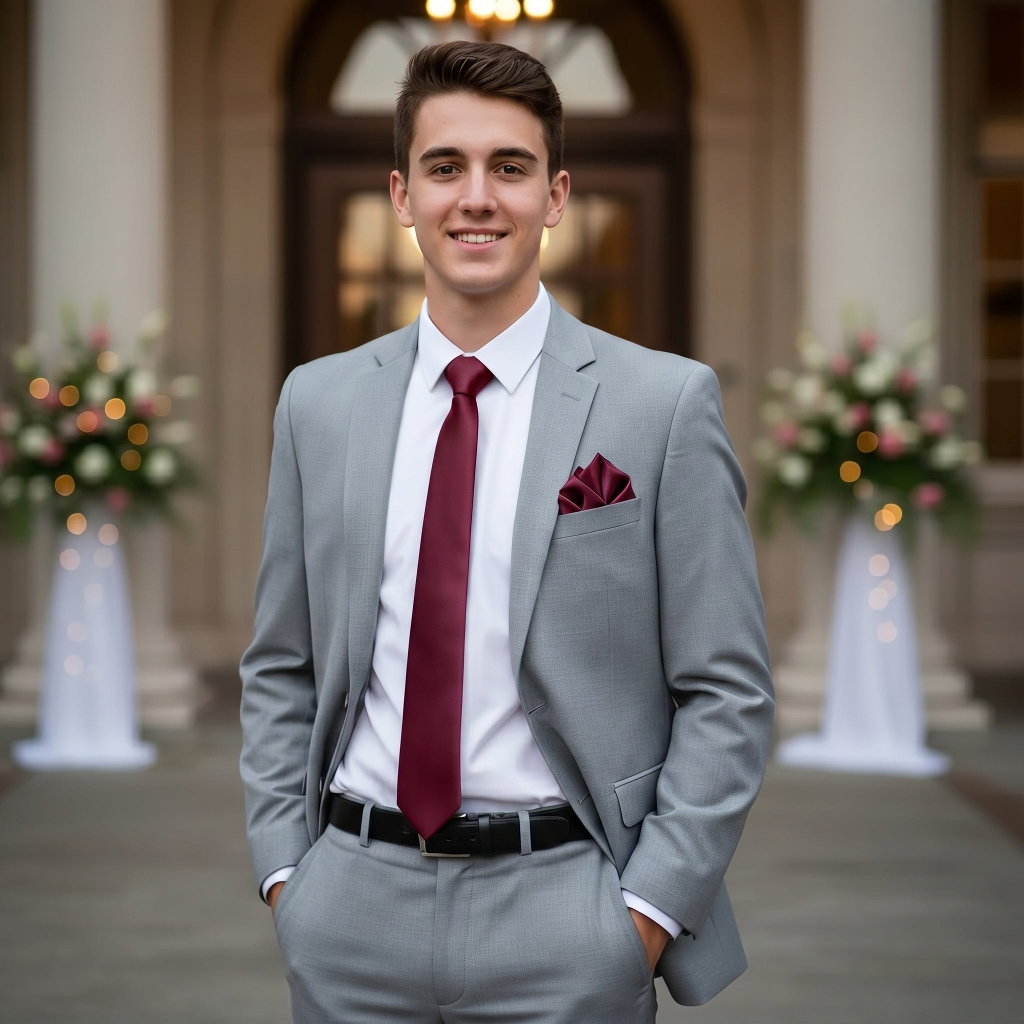 Maroon pocket squares for suits