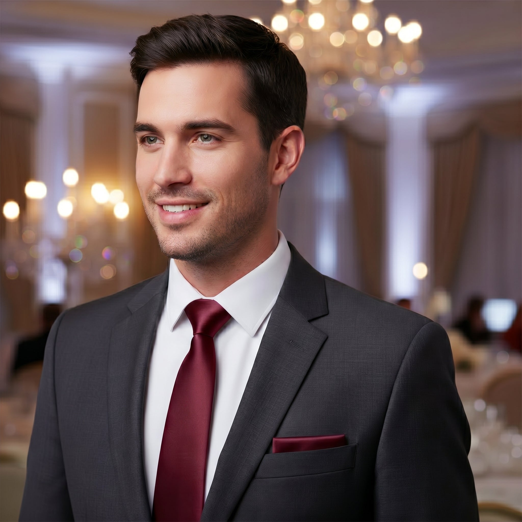 Maroon pocket squares for suits