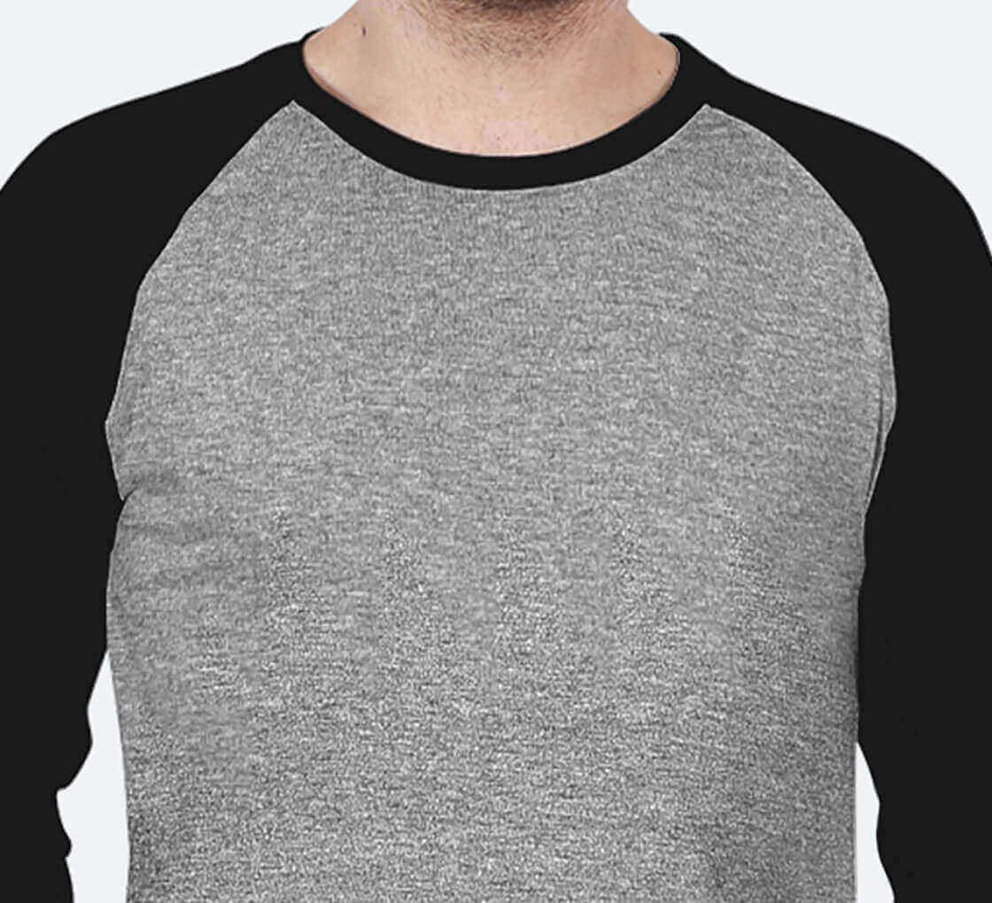 Customized Men’s Raglan T-Shirt – Grey | Casual Comfort with a Custom Edge