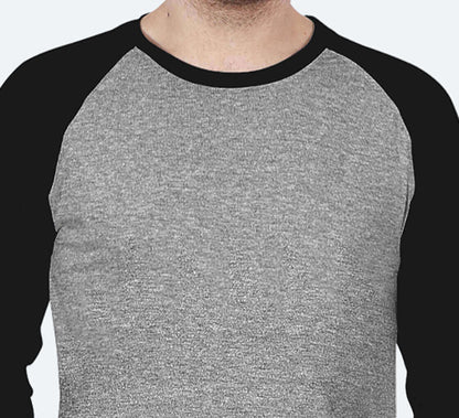 Customized Men’s Raglan T-Shirt – Grey | Casual Comfort with a Custom Edge