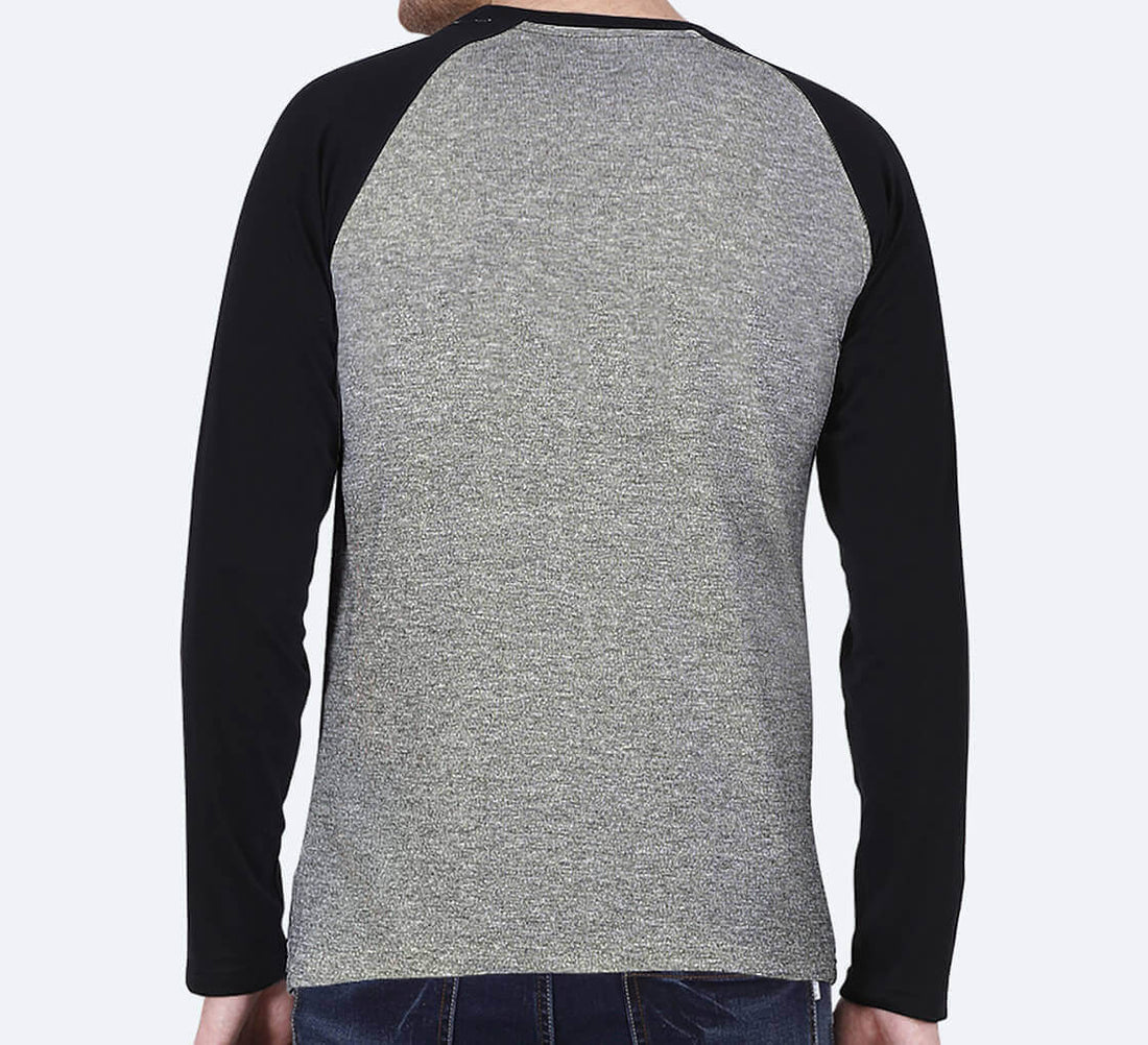 Customized Men’s Raglan T-Shirt – Grey | Casual Comfort with a Custom Edge