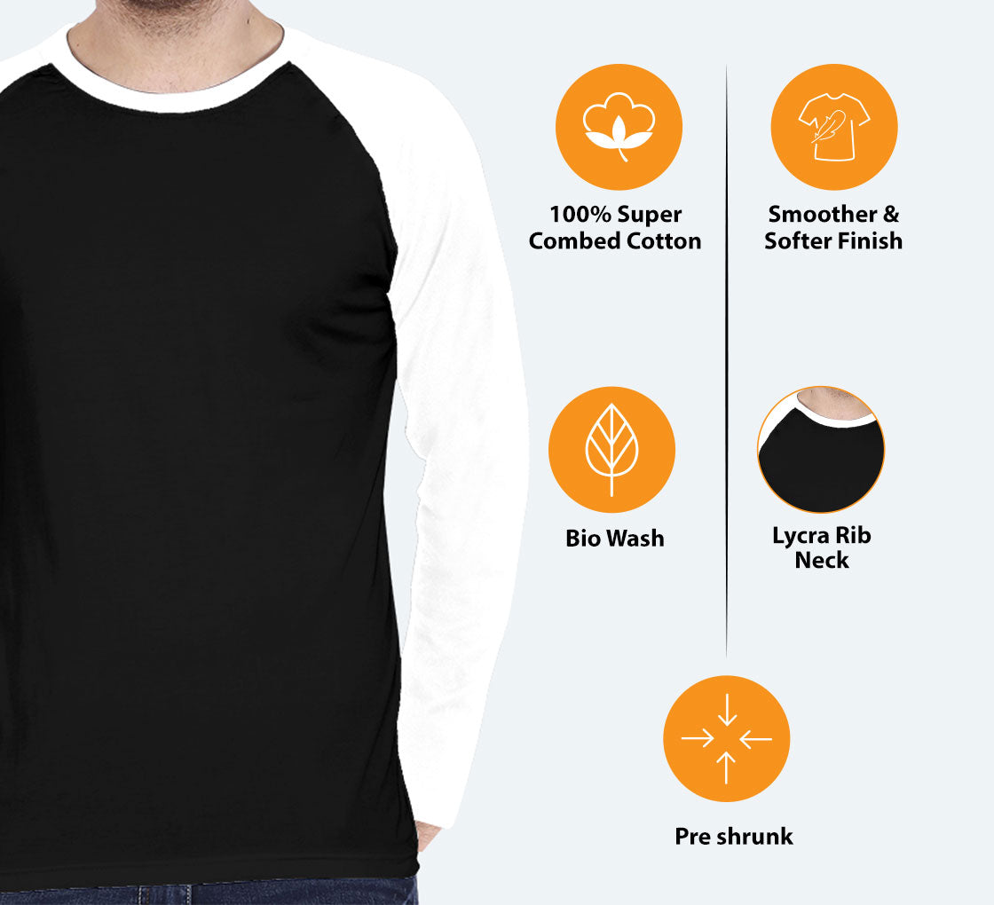 Customized Men’s Raglan T-Shirt – Black | Casual Comfort with a Custom Edge