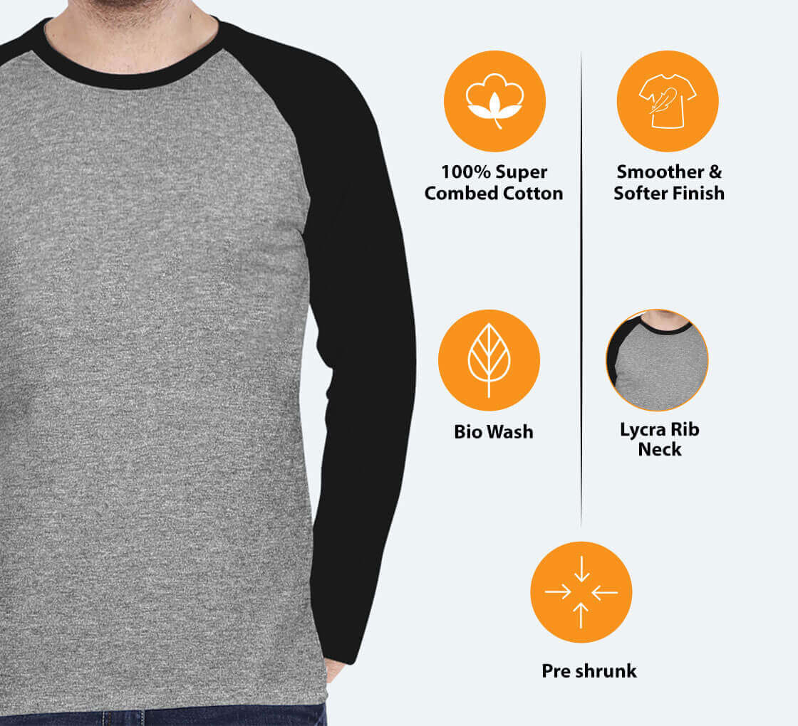 Customized Men’s Raglan T-Shirt – Grey | Casual Comfort with a Custom Edge