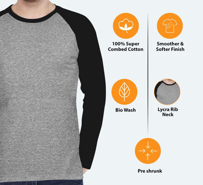 Customized Men’s Raglan T-Shirt – Grey | Casual Comfort with a Custom Edge