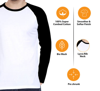 Customized Men’s Raglan T-Shirt – White | Casual Comfort with a Custom Edge