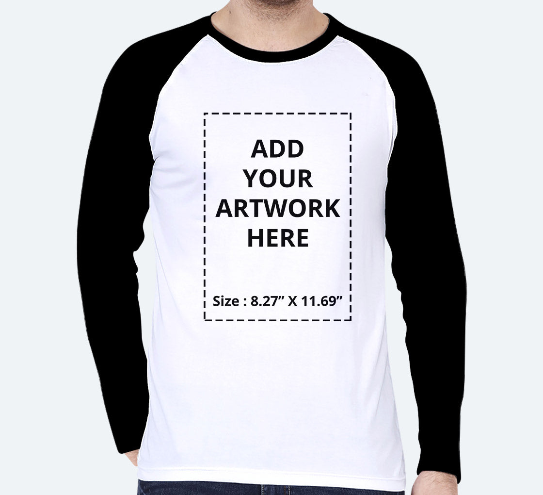 Customized Men’s Raglan T-Shirt – White | Casual Comfort with a Custom Edge