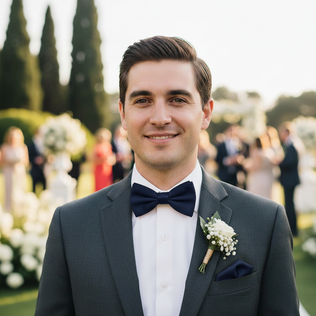 Navy Blue Bow Tie for Men