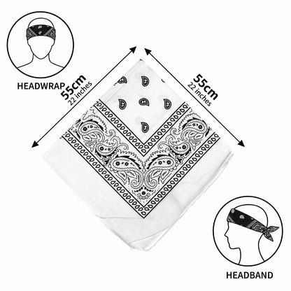 White Paisley Polyester Bandana