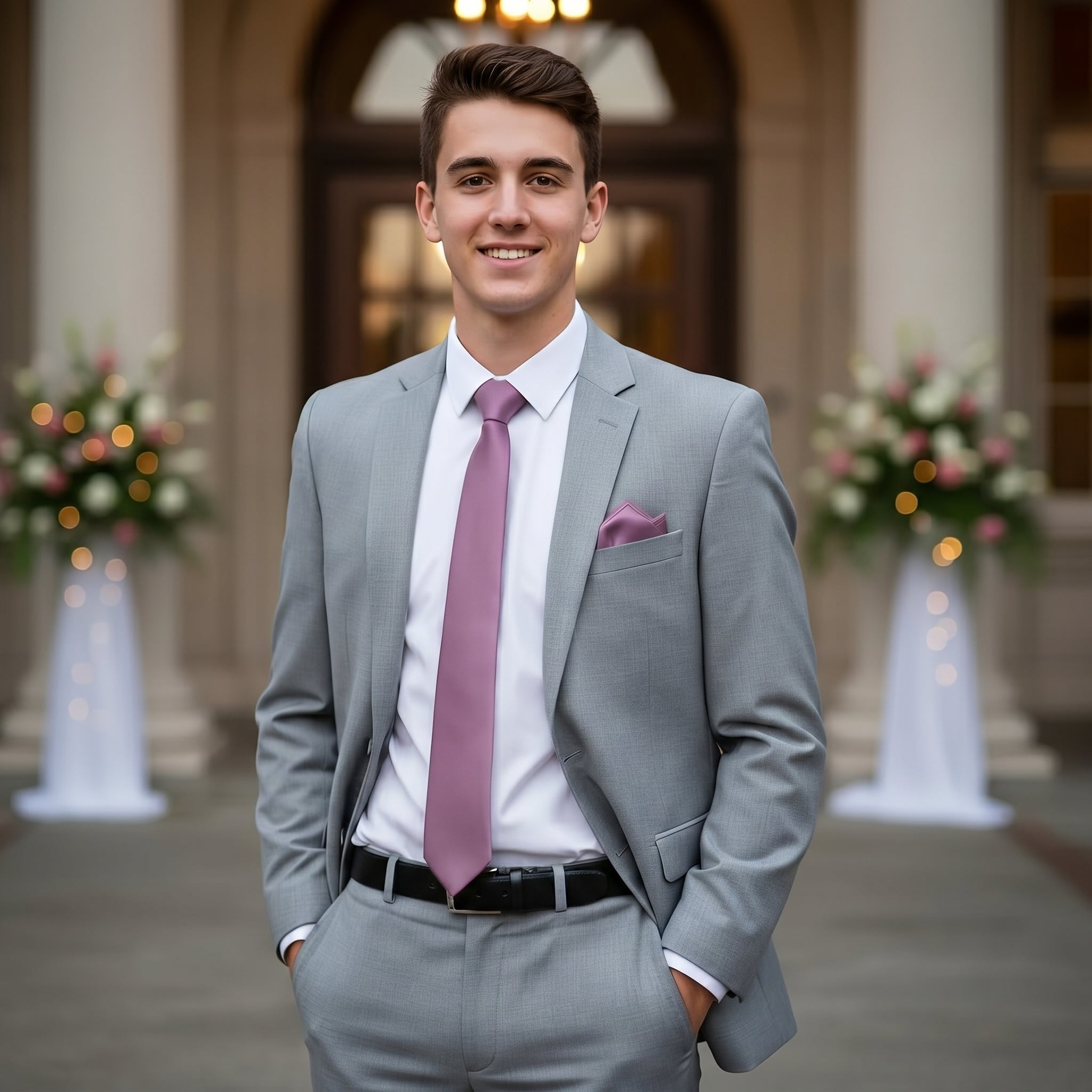 Purple folding of pocket square