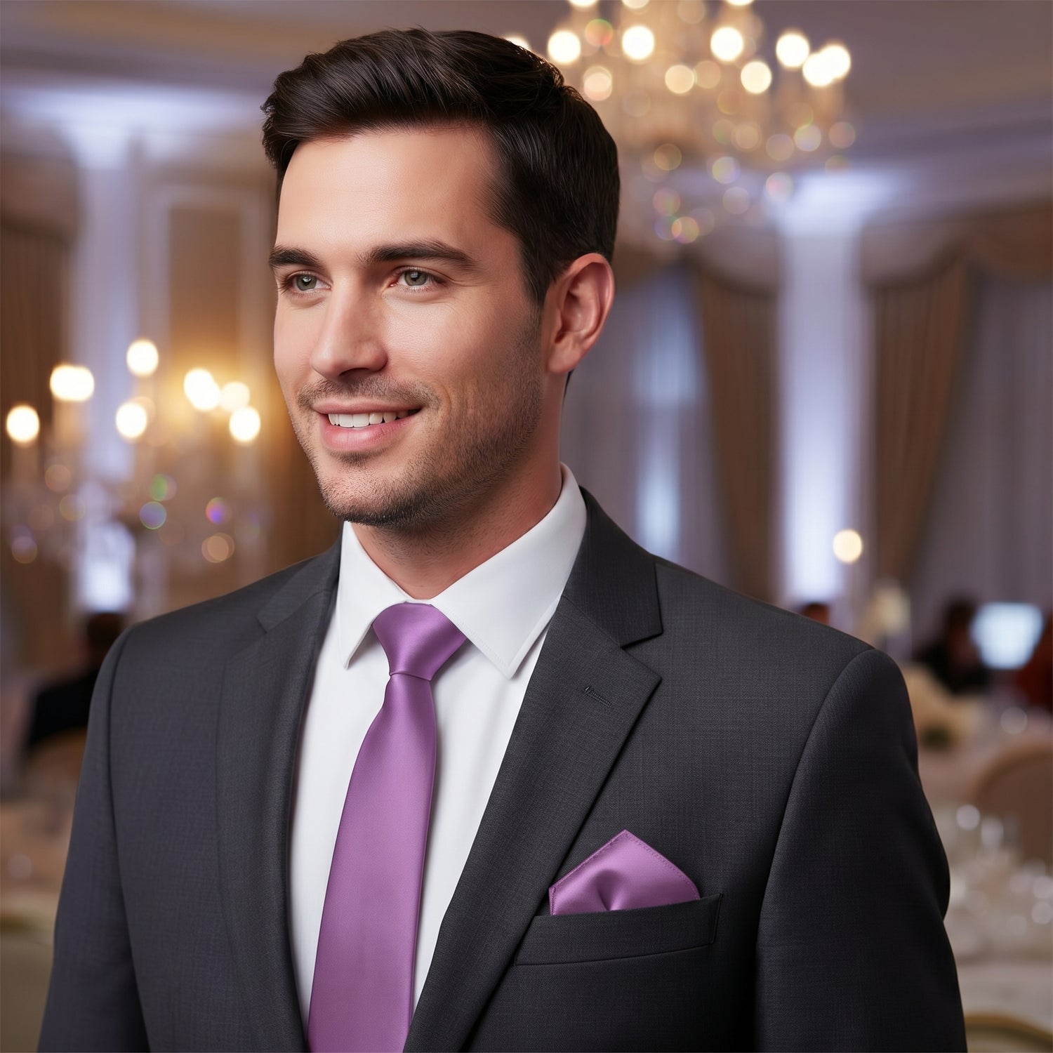 Purple folding of pocket square