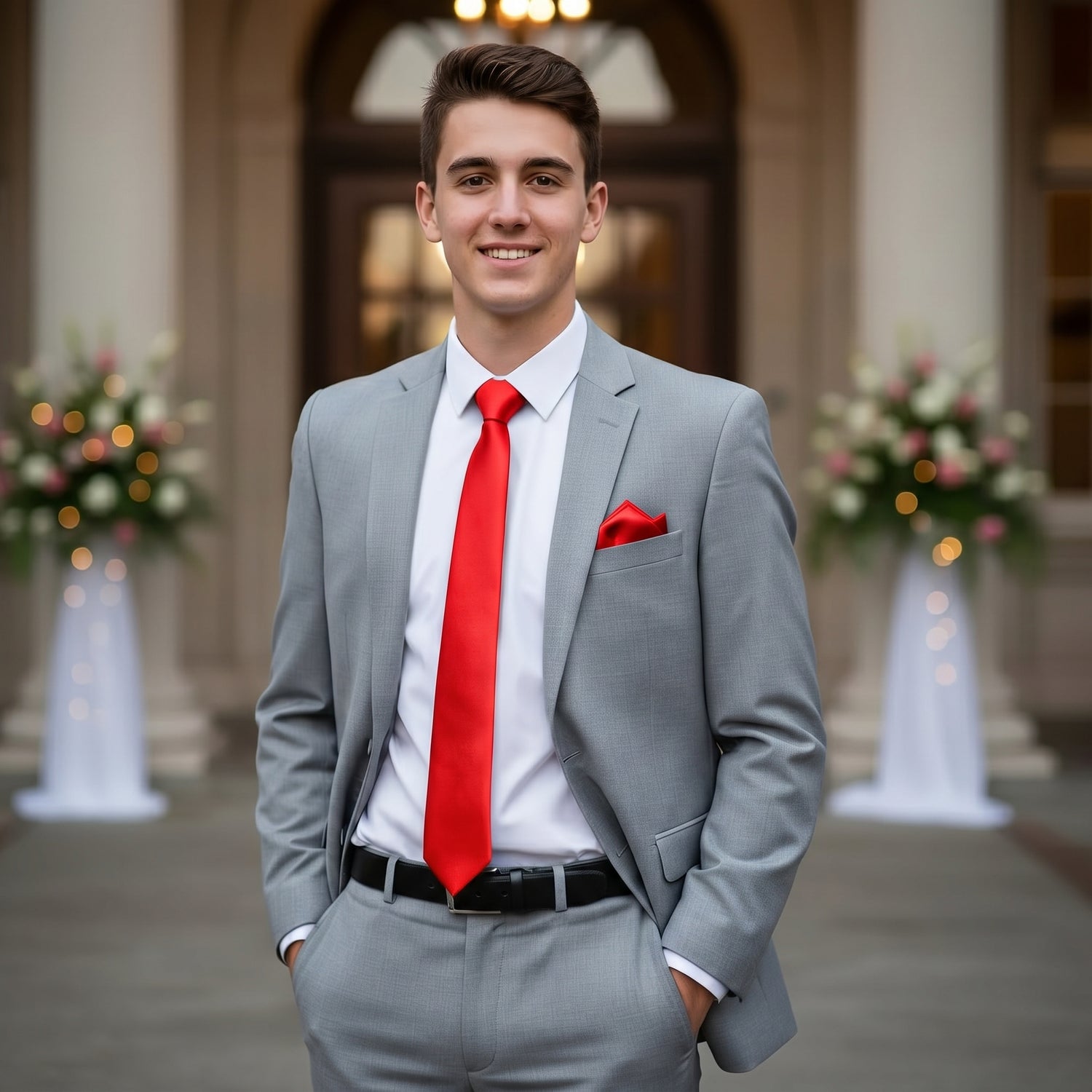 Red folding of pocket square