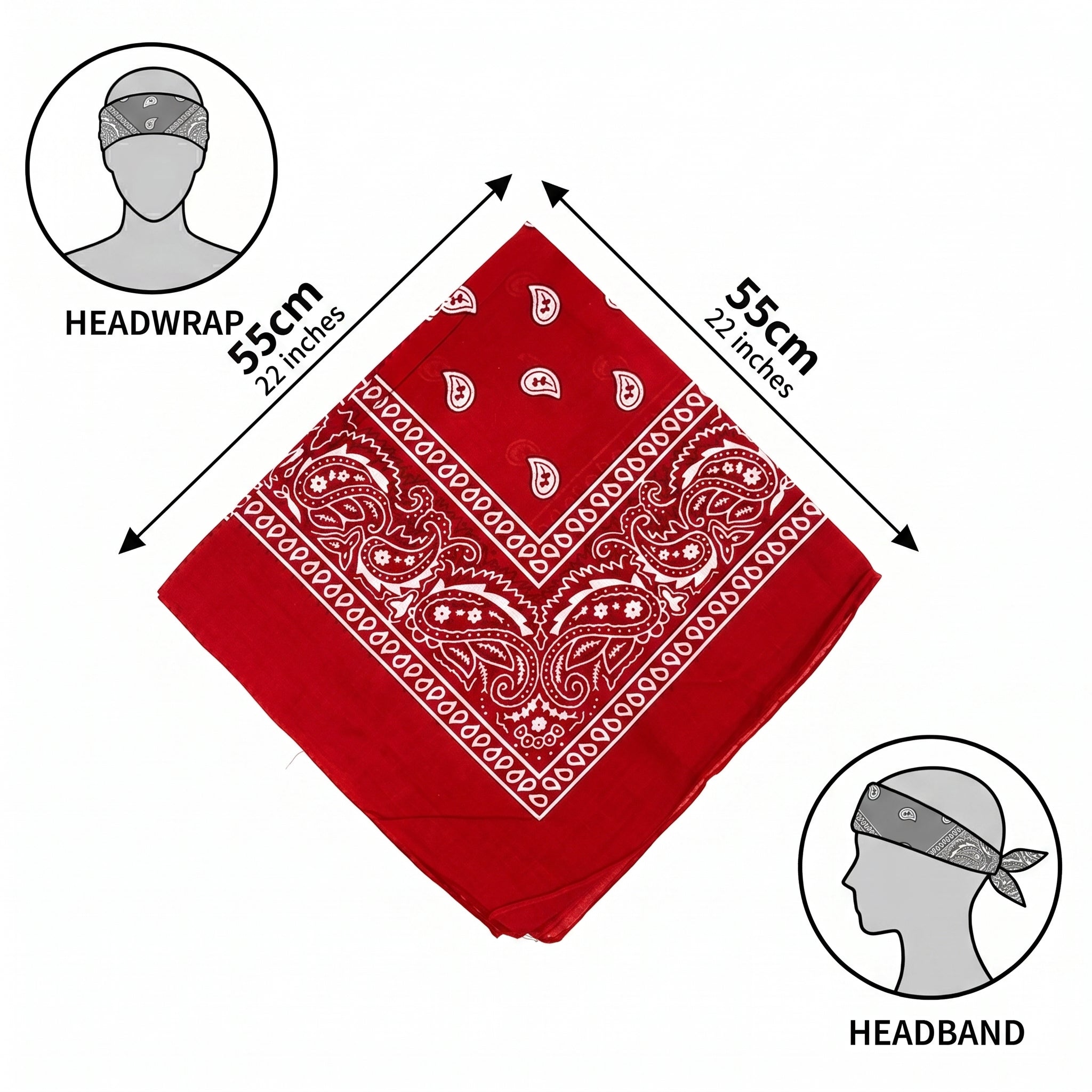 Red Paisley Polyester Bandana