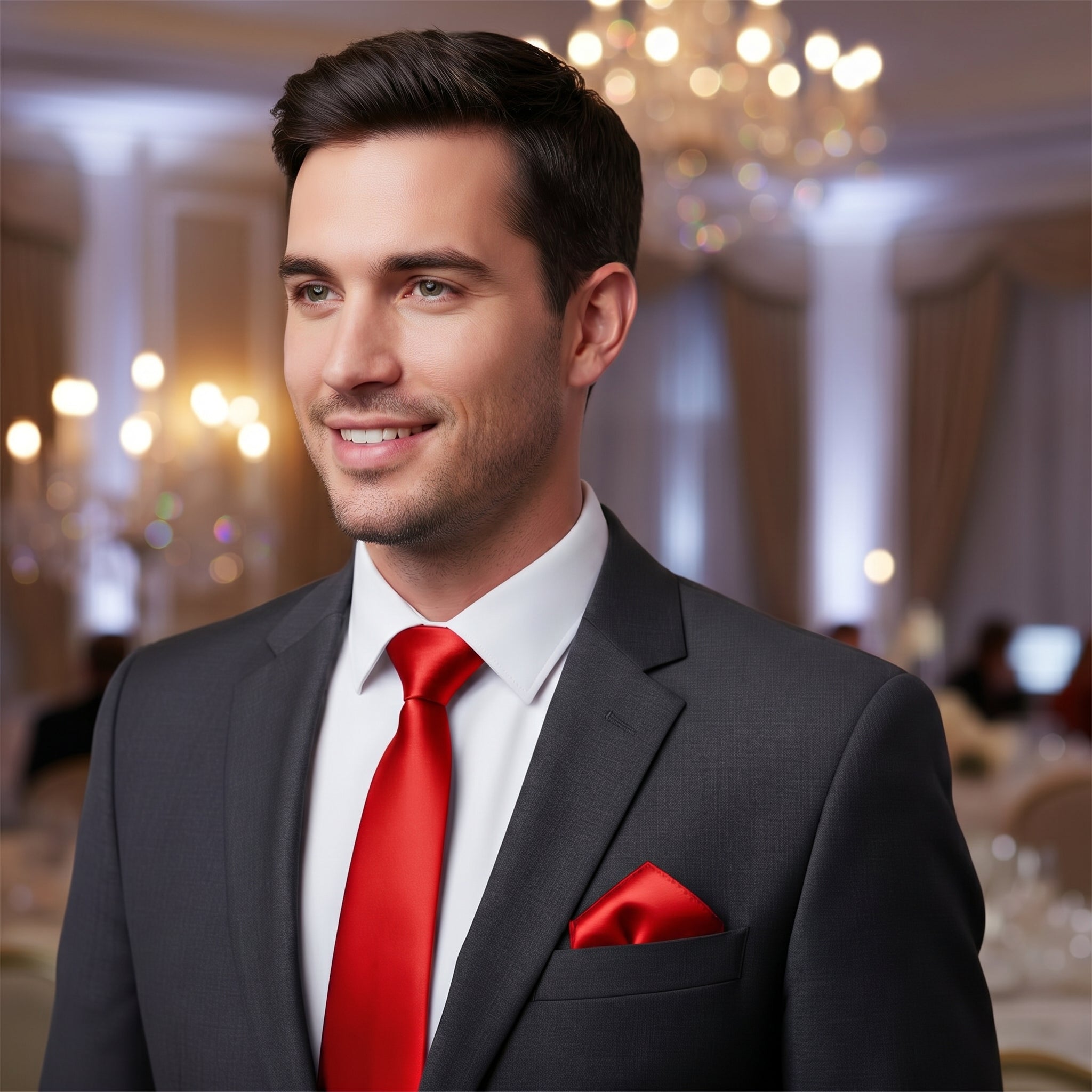 Red folding of pocket square