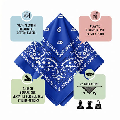 Royal Blue Paisley Cotton Bandana