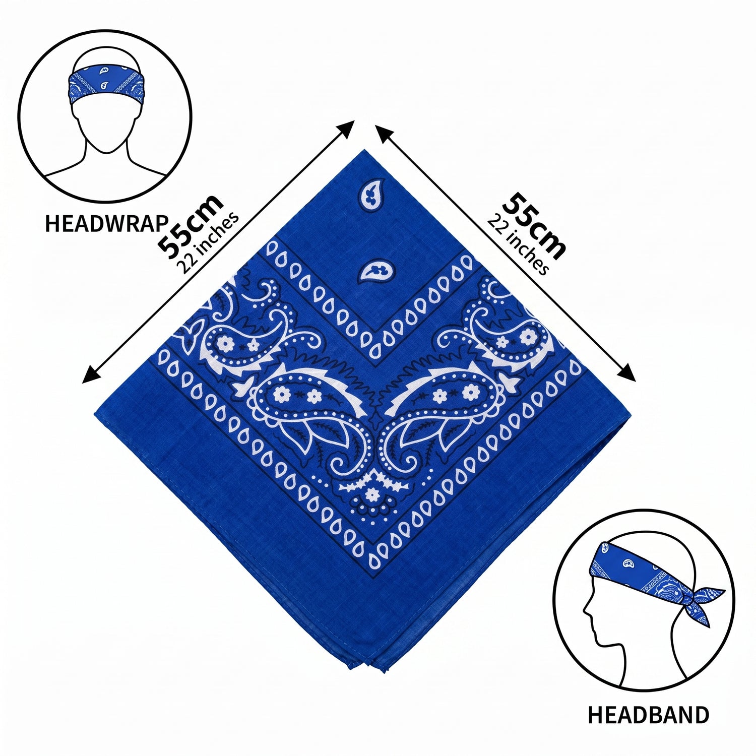 Royal Blue Paisley Cotton Bandana