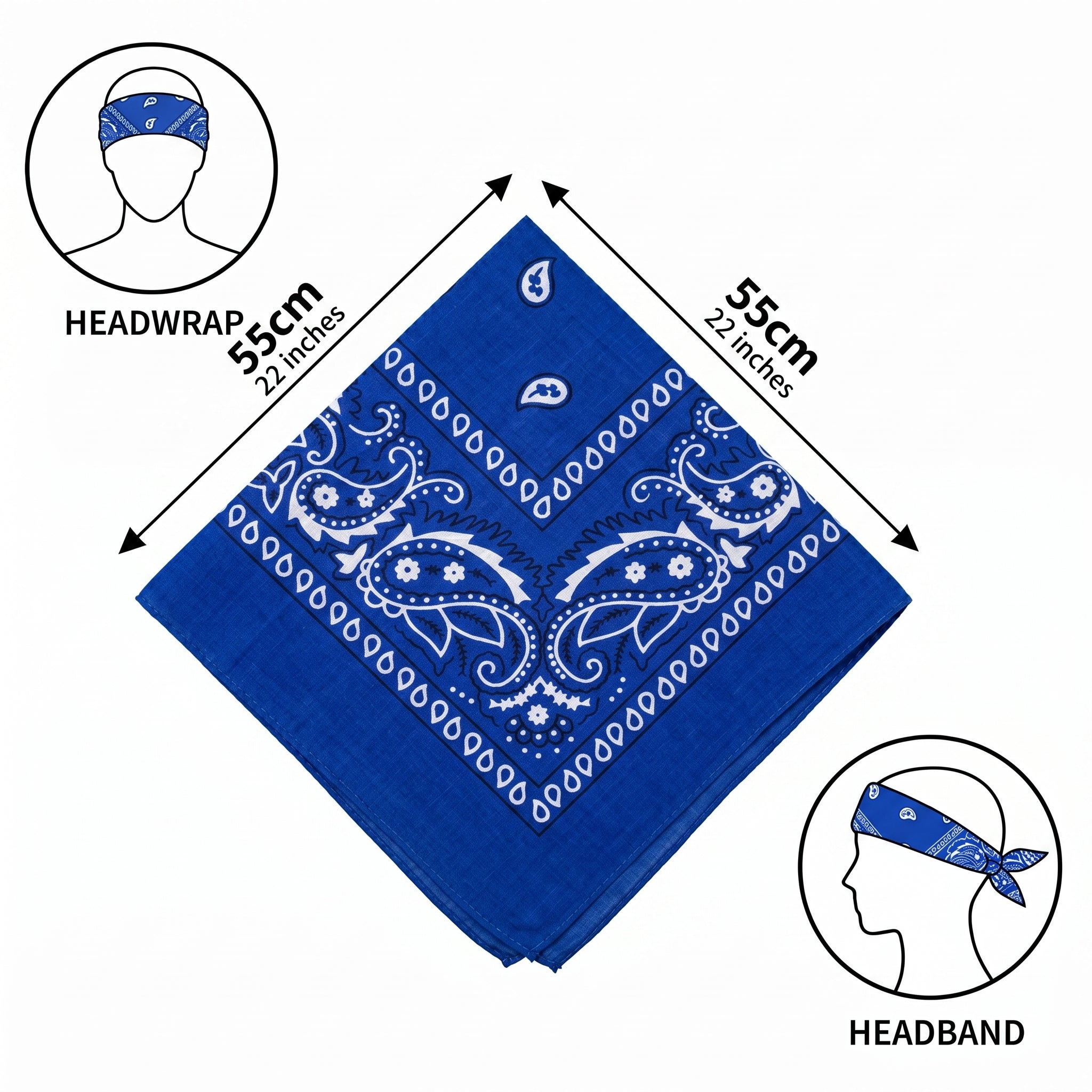 Royal Blue Paisley Cotton Bandana