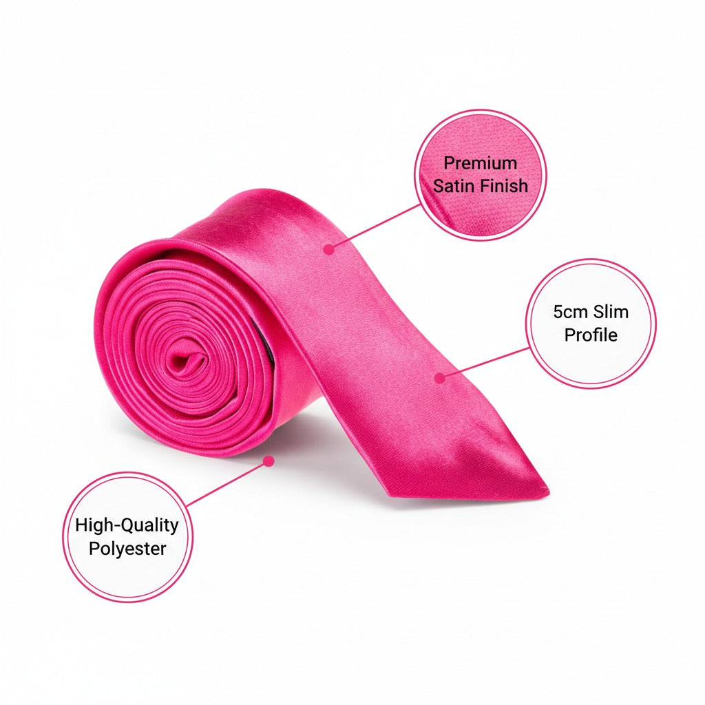 Hot Pink Skinny Slim Tie