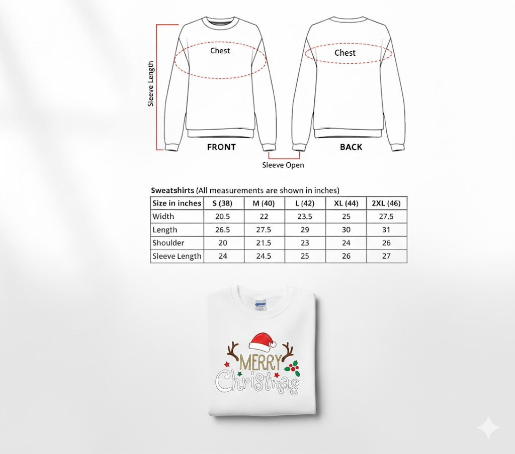 White “Merry Christmas” Sweatshirt with Santa Hat &amp; Antlers