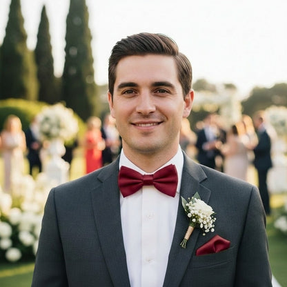Wine Red Bow Tie for Men