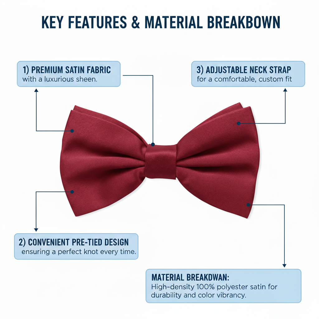 Wine Red Bow Tie for Men