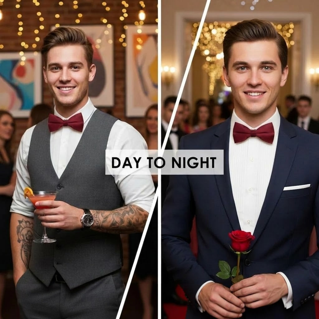 Wine Red Bow Tie for Men