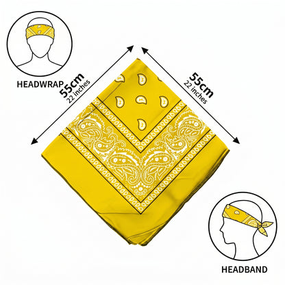 Yellow Paisley Cotton Bandana in 3 Pack