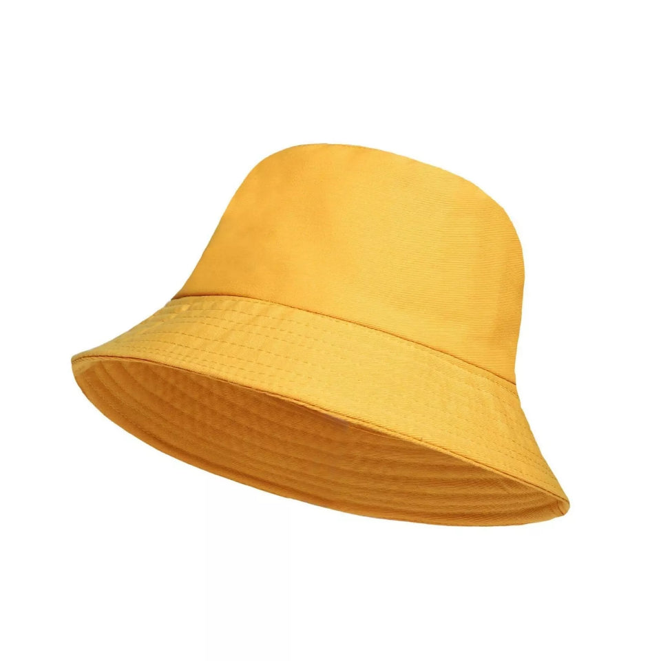 Yellow Bucket Hat in Cotton - Summer Hat for Men &amp; Women