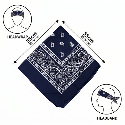 Navy Blue Paisley Cotton Bandana