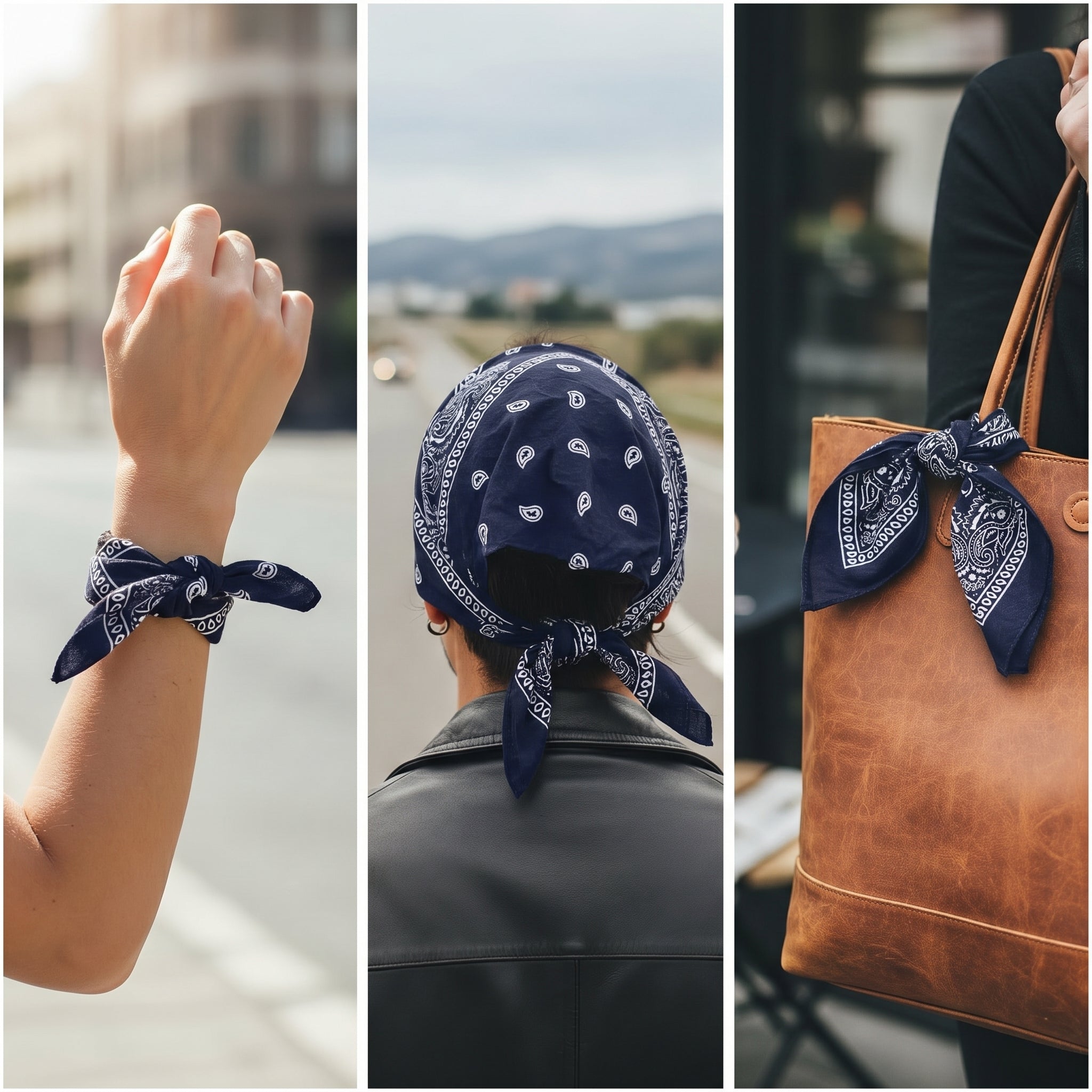 Navy Blue Paisley Cotton Bandana