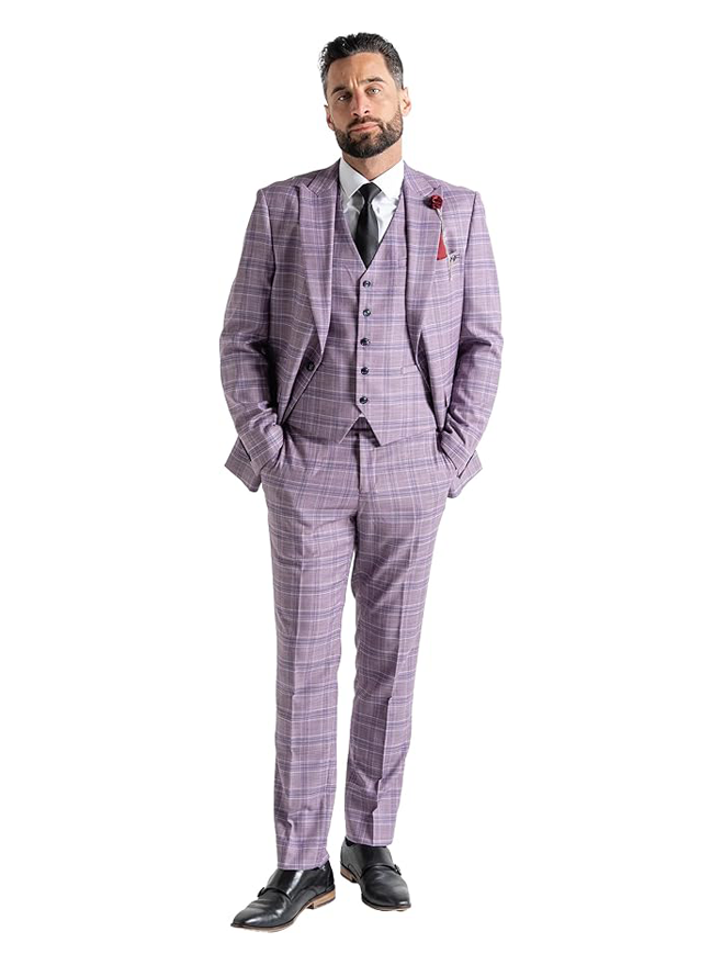 Kensington Men’s Lilac 3-Piece Tailored Fit Suit