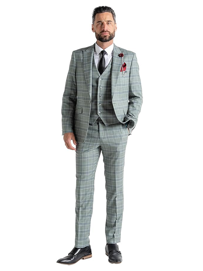 Mens Kensington Olive Green Tailored Fit Wool Blend Suit