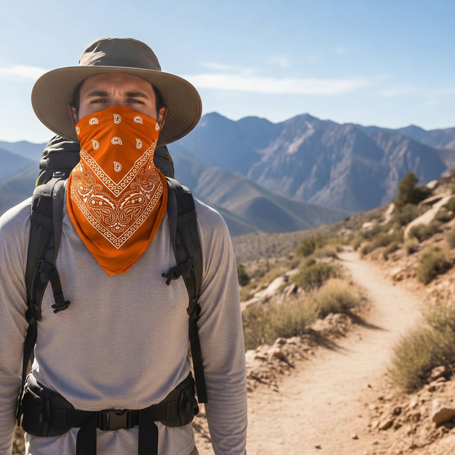 Orange Paisley Cotton Bandana in 3 Pack