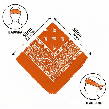 Orange Paisley Cotton Bandana in 3 Pack