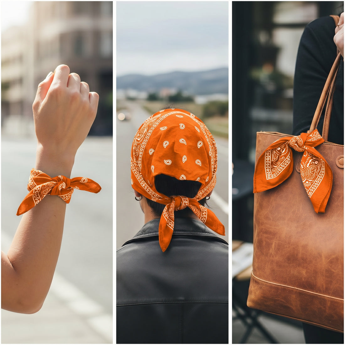 Orange Paisley Cotton Bandana
