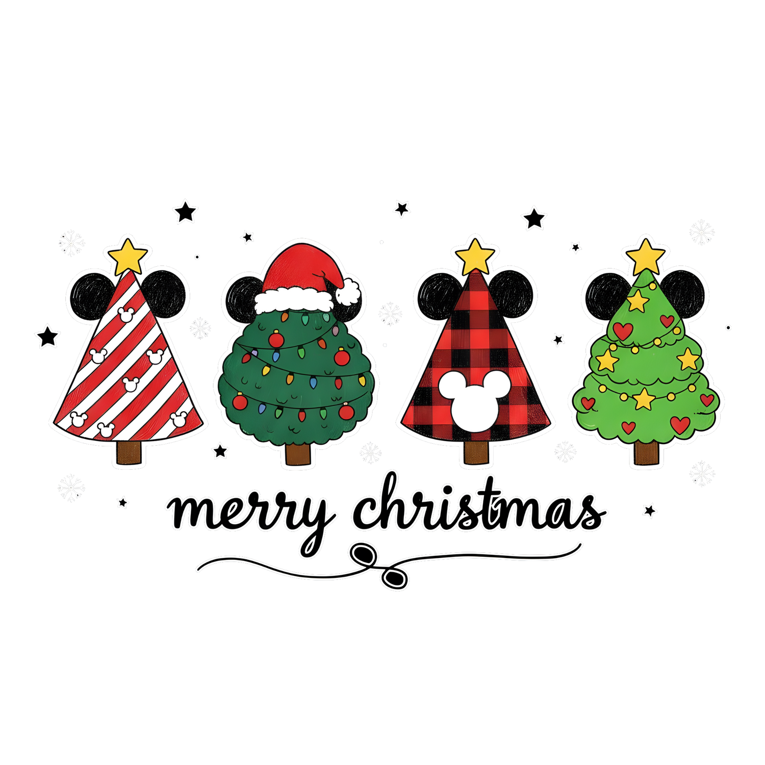 Whimsical Mickey Christmas Tree Lineup Sweatshirt – Cute Festive Holiday Disney-Inspired Jumper