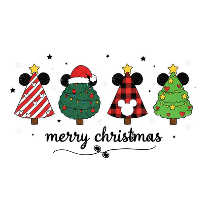 Whimsical Mickey Christmas Tree Lineup Sweatshirt – Cute Festive Holiday Disney-Inspired Jumper