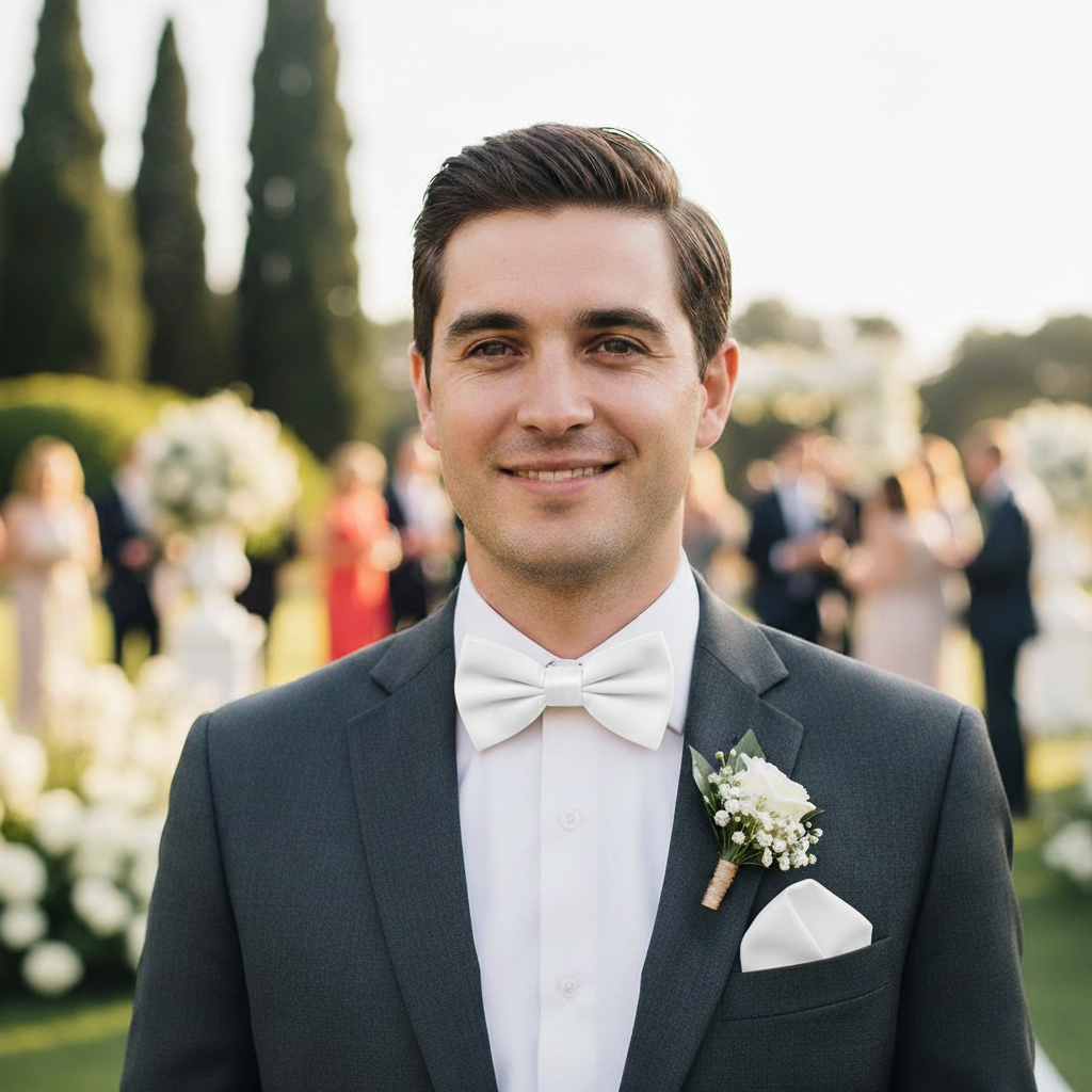 White Bow Tie for Men