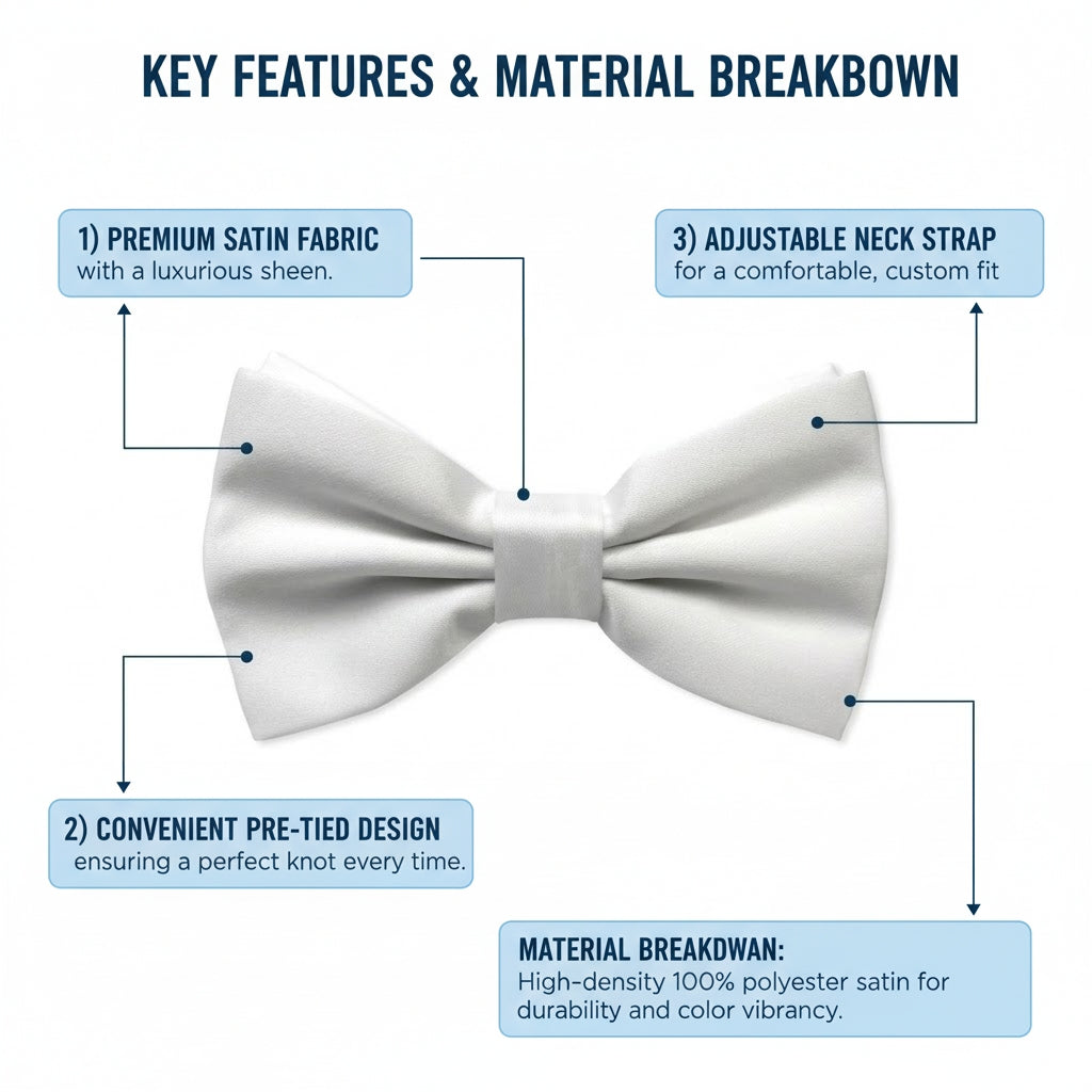 White Bow Tie for Men